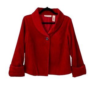 First Issue Liz Claiborne red wide wale corduroy lined one button jacket S